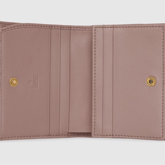 GUCCI GG MARMONT CARD CASE WALLET DUSTY PINK LEATHER - Picture 3 of 8